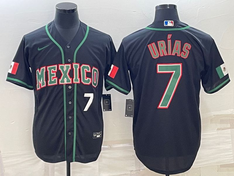 Men 2023 World Cub Mexico #7 Urias Black Nike MLB Jersey3